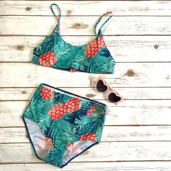 LAST ONE High Waist Sporty Pineapple PinUp Bikini - Picture 2 of 8